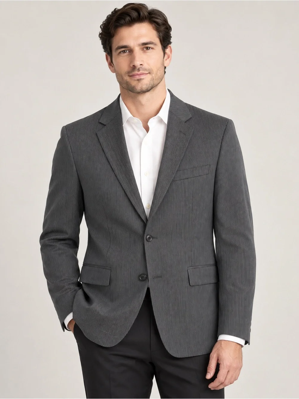 Versace Charcoal Gray Two-Button Notch Lapel Blazer
